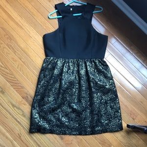 Anthropologie Cocktail Dress Black/Gold Size 14